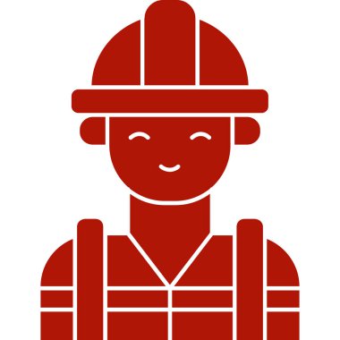 Kırmızı kasklı ve eldivenli itfaiyeci vektör çizimi