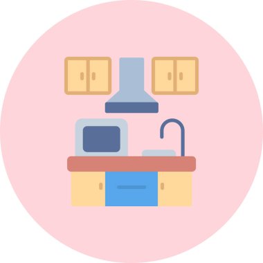 Dolap mutfak lavabosu simgesi düz stil