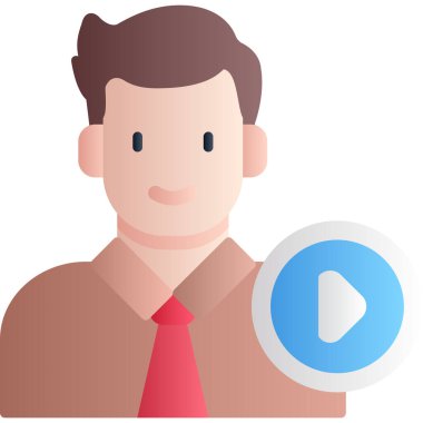 Mikrofon simgesine sahip iş adamı, düz stil tasarımı