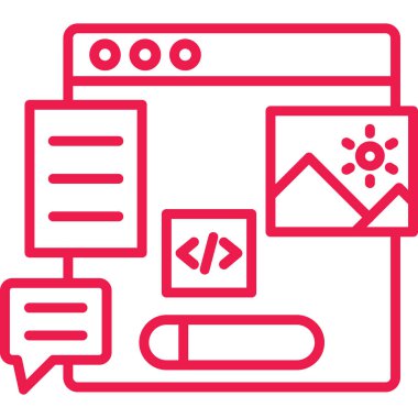 Kodlama simgesi, vektör illüstrasyonu programlanıyor