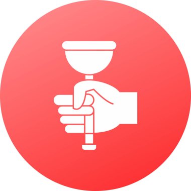 Uzun gölgeli beyaz çizgi şarap kadehi ikonu. Şarap kadehi. Kırmızı daire düğmesi. vektör