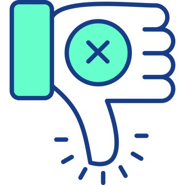 başparmak aşağı hareket simgesi ile doldurulmuş dış hat biçimi