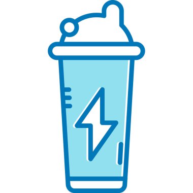 Mavi ve mavi bir kahve fincanının pipetli çizimi