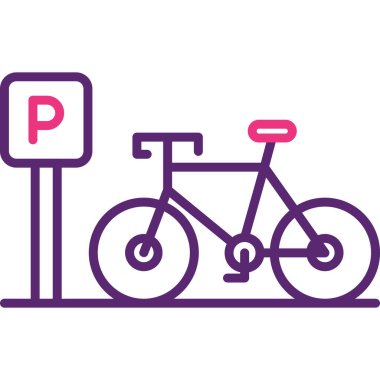 Dolu ana hatlı bisiklet park simgesi simgesi