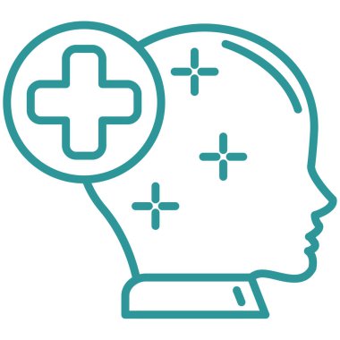 Beyin bakımı tıbbi simgesi ana hatlarıyla