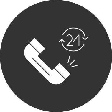 24 saat servis simgesi, vektör illüstrasyonu