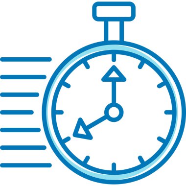 Kronometre vektör çizgisi simgesi mavi arkaplanda izole edildi. Bilgi, web sitesi veya uygulama için zaman çizelgesi simgesi. Bir ızgara sisteminde mavi simge dizayn edildi