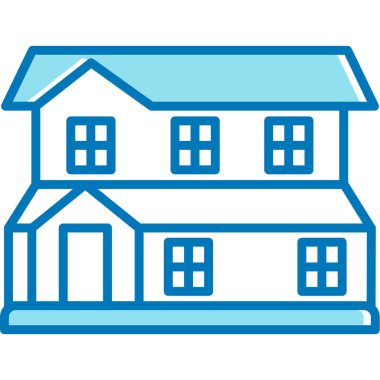 mavi ev simgesi, basit vektör illüstrasyonu