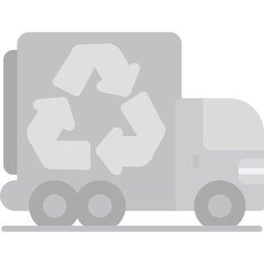 Geri dönüşüm sembolü çizimi olan geri dönüşüm kamyonu