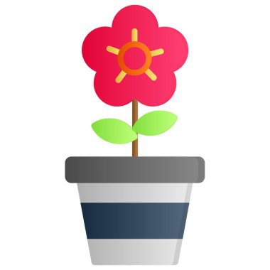 Mavi bitkili saksı, vektör, illüstrasyon veya simge.