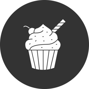 cupcake simgesi, basit vektör illüstrasyonu