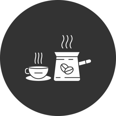 Kahve fincanı ikonu. Siyah ve beyaz çizimler. vektör illüstrasyonu.