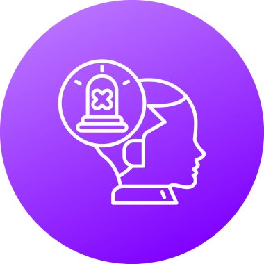 Beyaz insan beyninde izole edilmiş soru ve cevap ikonu olan çizgi insan kafası. İnsan işareti. Beyin işaretli beyin..