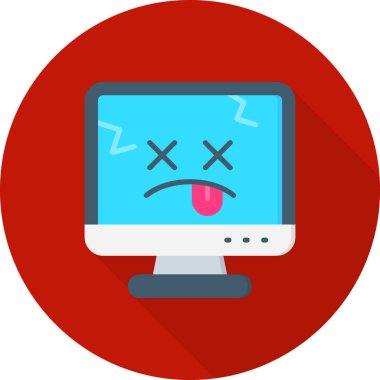 ağ için uzun gölgesi olan düz bilgisayar simgesi