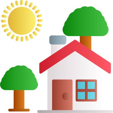 Güneşin ve ağaçların çizimi