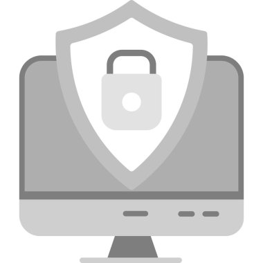 Bilgisayar güvenlik simgesi. Beyaz arkaplanda izole edilmiş web tasarımı için bilgisayar kilidi vektör simgesinin basit çizimi