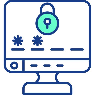 Bilgisayar kilidi. Web simgesi basit illüstrasyon