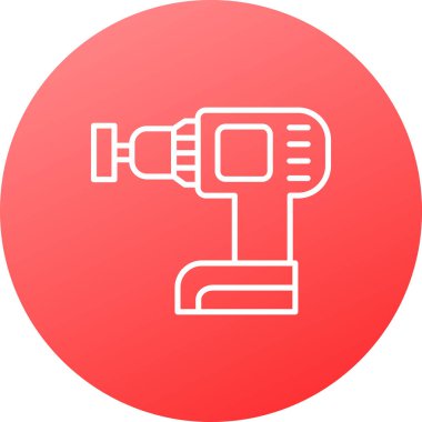 Uzun gölgeli beyaz elektrik karıştırıcı simgesi. Mutfak blenderi. Kırmızı daire düğmesi. vektör illüstrasyonu