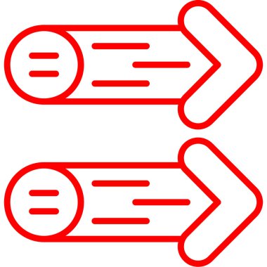 Oklar ve sağ vektör simgesi. biçim düz çizgi simgesi, kırmızı renk, beyaz arkaplan.