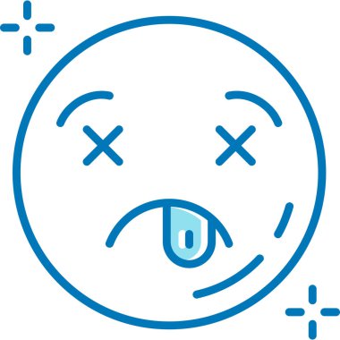 Beyaz arkaplanda izole edilmiş taslak biçiminde üzgün yüz simgesi. Duygu simgesi vektör resimlemesi.