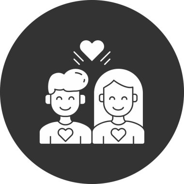 Kalplerinde aşk ikonu olan bir çift, basit bir tarz.