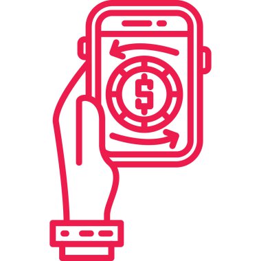 Akıllı telefon ve bozuk para simgesinin vektör çizimi