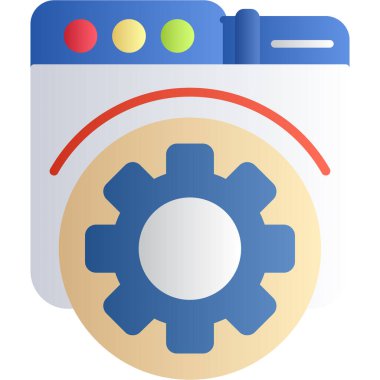 Makine dişlisi simgesi. Makine dişli simgeleri vektörünün basit gösterimi