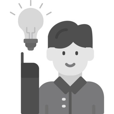 Doldurulmuş dış hat biçiminde ampul yaratıcı fikir simgesi