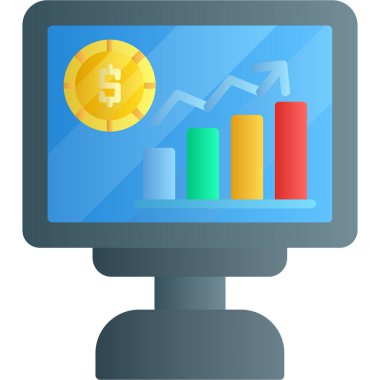 finansal büyüme grafiği simgesi, düz biçim