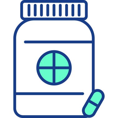 İlaç şişesi ikonu. anahat ilaç şişesi vektör rengi düz izole