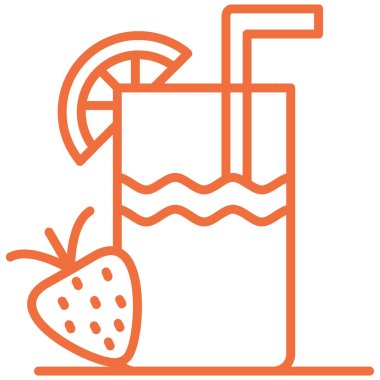 Beyaz arkaplanda kokteyl içeceği vektör simgesi, çizgi vektör illüstrasyonu.