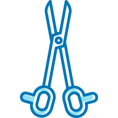 Mavi makas ikonu. İnce çizgi biçimi tasarım vektörü çizimi.