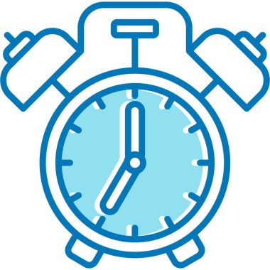 Alarm saat vektör simgesi. biçim düz sembol, kobalt rengi, yuvarlak açılar, beyaz arkaplan