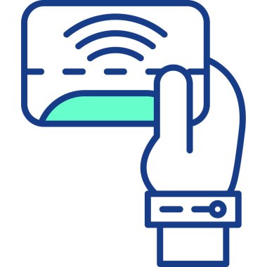 Bir kart simgesi ile el, vektör illüstrasyonu