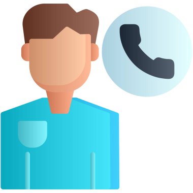 Telefon ikonu olan bir çağrı adamı, izometrik tarzda