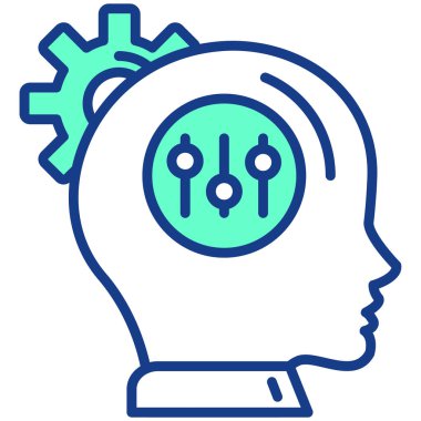 Yapay zeka simgesi, ana hatlı vektör çizimi