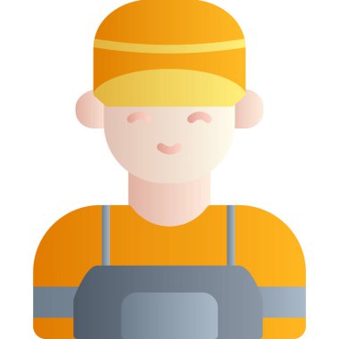 Güvenlik miğferi vektör çizimine sahip işçi