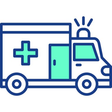 araba ambülans simgesi doldurulmuş taslak biçiminde