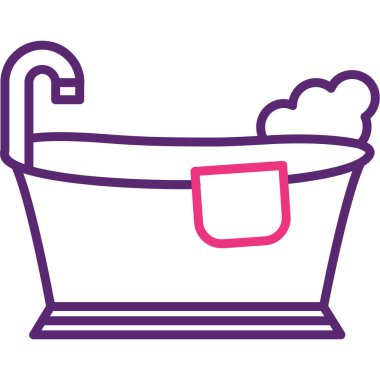 Banyo ikonlu kova. Web için banyo vektör simgelerinin özet çizimi