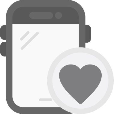 akıllı telefon kalp mesajı simgesi doldurulmuş ana hatlar biçiminde