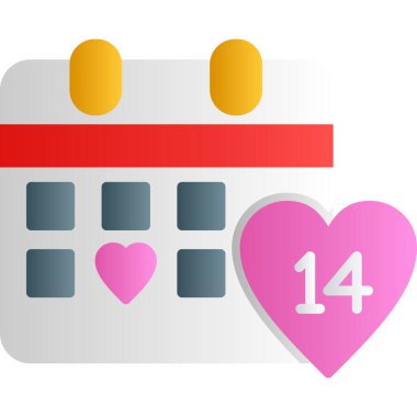 Kalp ikonlu takvim, basit vektör illüstrasyonu