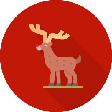Ren geyiği Noel düz simgesi düz stil