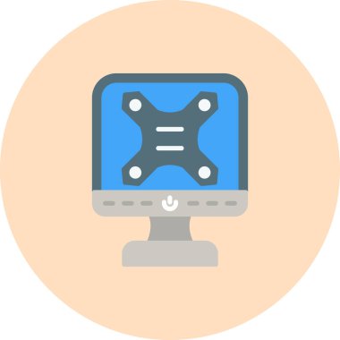 Bilgisayar monitörü simgesi. düz dizayn