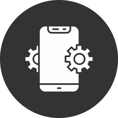 cep telefonu vektör simgesi. Düz siyah yuvarlak çizim. beyaz arkaplanda izole edilmiş pictogram