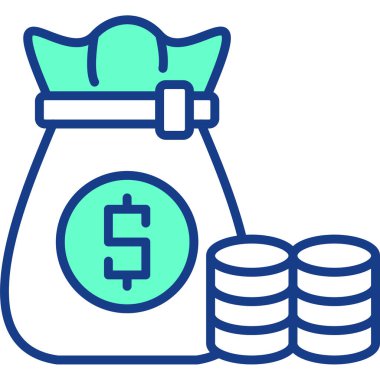 çanta dolar sikkeleri doldurulmuş ana hat biçiminde simge