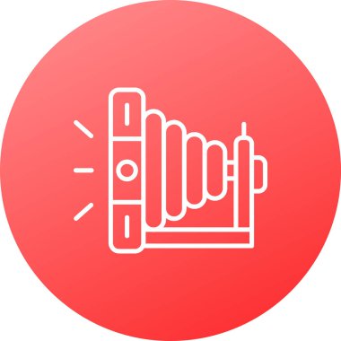 Beyaz arka planda beyaz elektrik güç simgesi izole edildi. Elektrik prizi. Pembe daire düğmesi. vektör illüstrasyonu