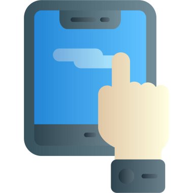 Akıllı telefon simgesiyle el, düz stil