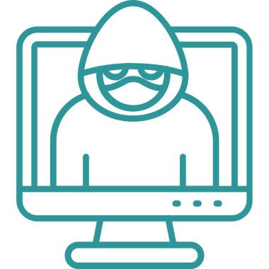 Hacker güvenlik simgesi ile ana hatları doldurulmuş