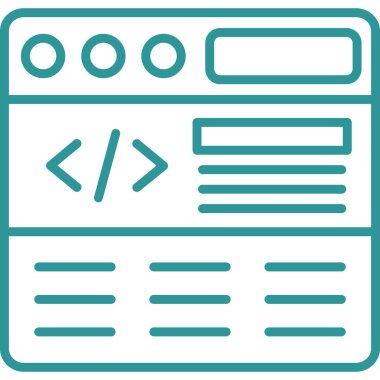 Web kodlama geliştirme simgesi doldurulmuş ana hatlar biçiminde