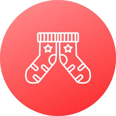 Beyaz arka planda izole edilmiş çizgi Noel çorabı ikonu. Mutlu Noeller ve mutlu yıllar. Renkli taslak konsepti. Vektör.